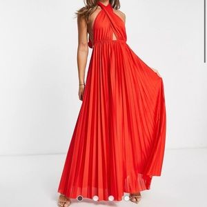ASOS Design Red Halter Maxi Dress
